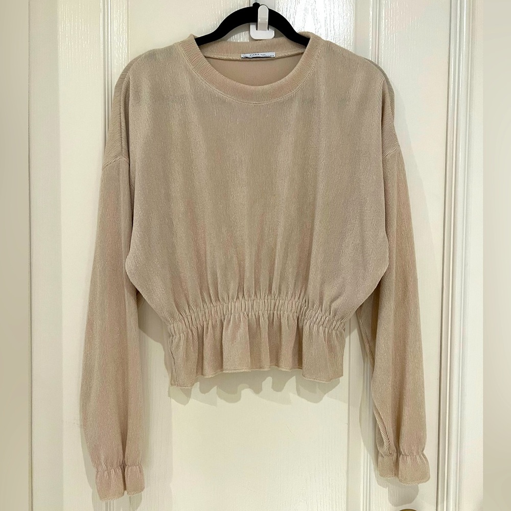 Zara Pleated Long Sleeved Top Size S